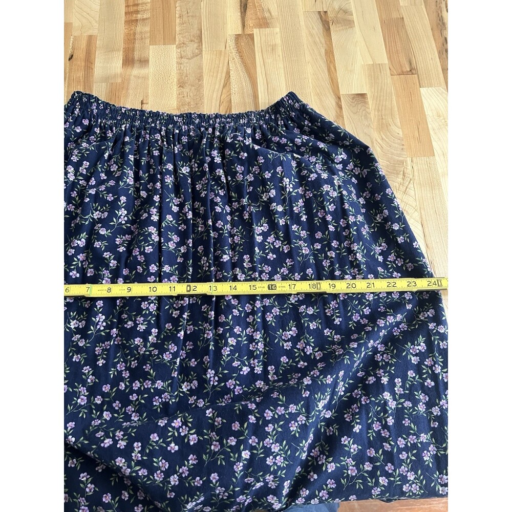 Vintage 80s 90s Quilted Jacket and Maxi Skirt Set Cottage Navy Purple Floral L - Picture 15 of 16
